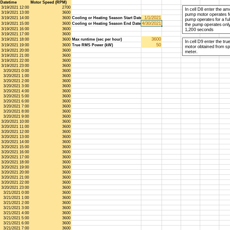a spreadsheet showing calculated data