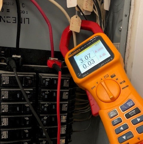 energy logger connected at electrical panel