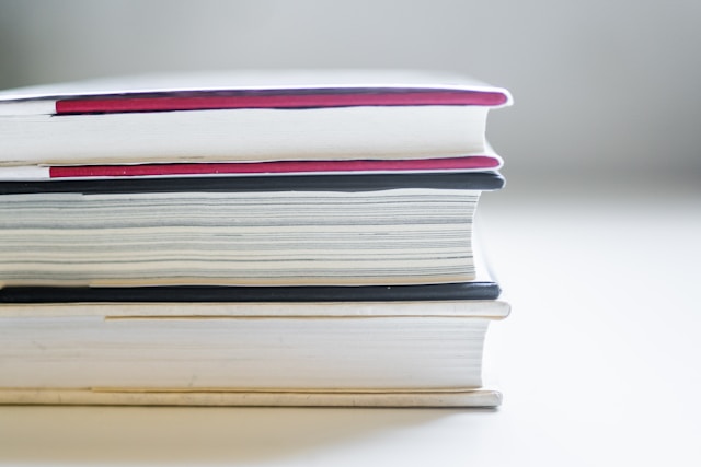 Stack of books on a table